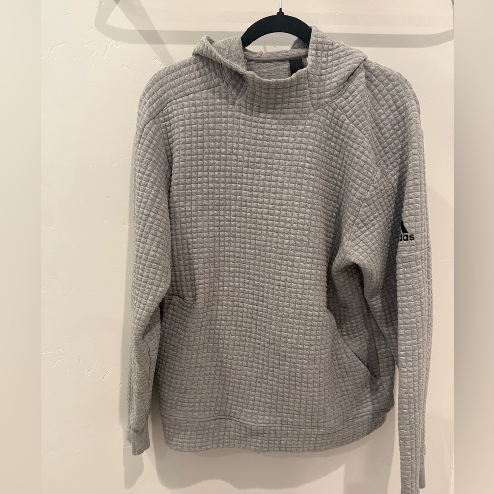 Adidas Women's Gray Waffle Cowl Neck Hooded Sweater